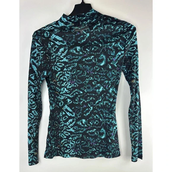Diane von Furstenberg Remy Mesh Top Mock Neck Sheer Leopard Snake Patina Medium - Picture 10 of 14